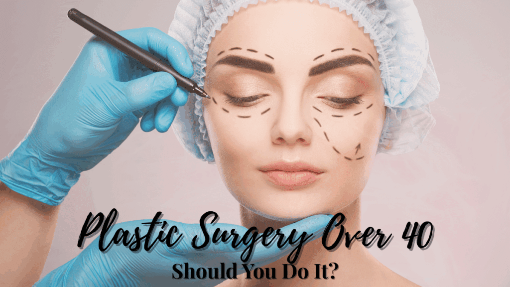A woman in her 40s preparing for a cosmetic procedure, representing the topic of plastic surgery after 40 and confident midlife beauty.